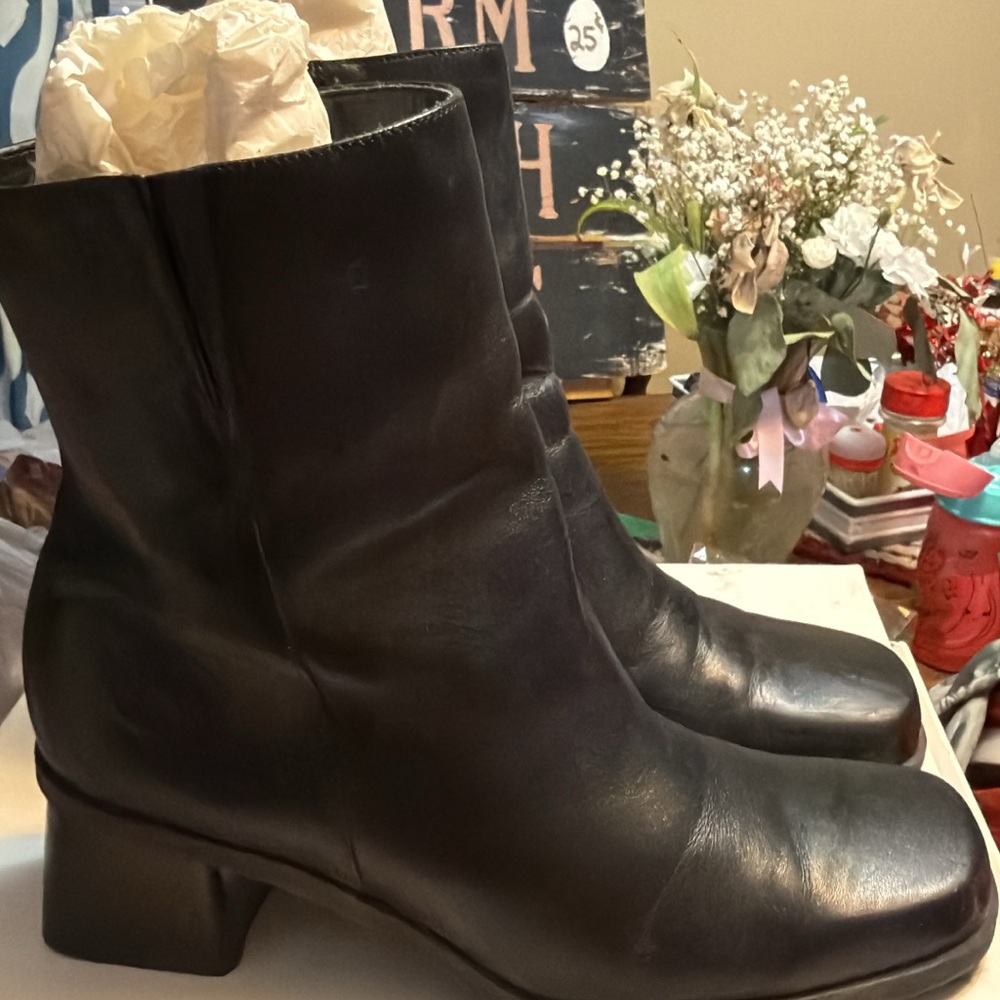 Black Leather Ankle Boots